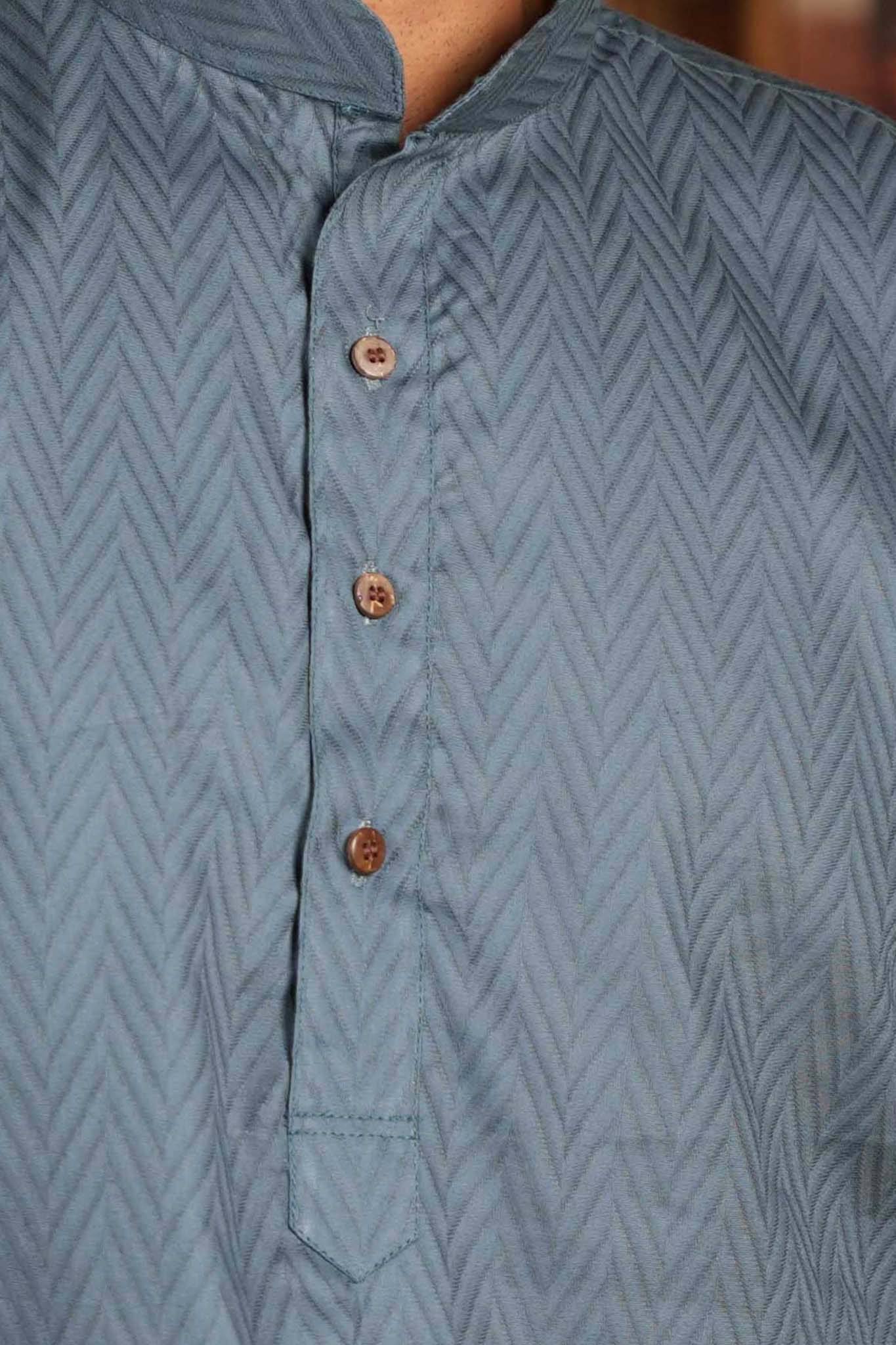 The Slate Blue Zig-Zag Long Kurta
