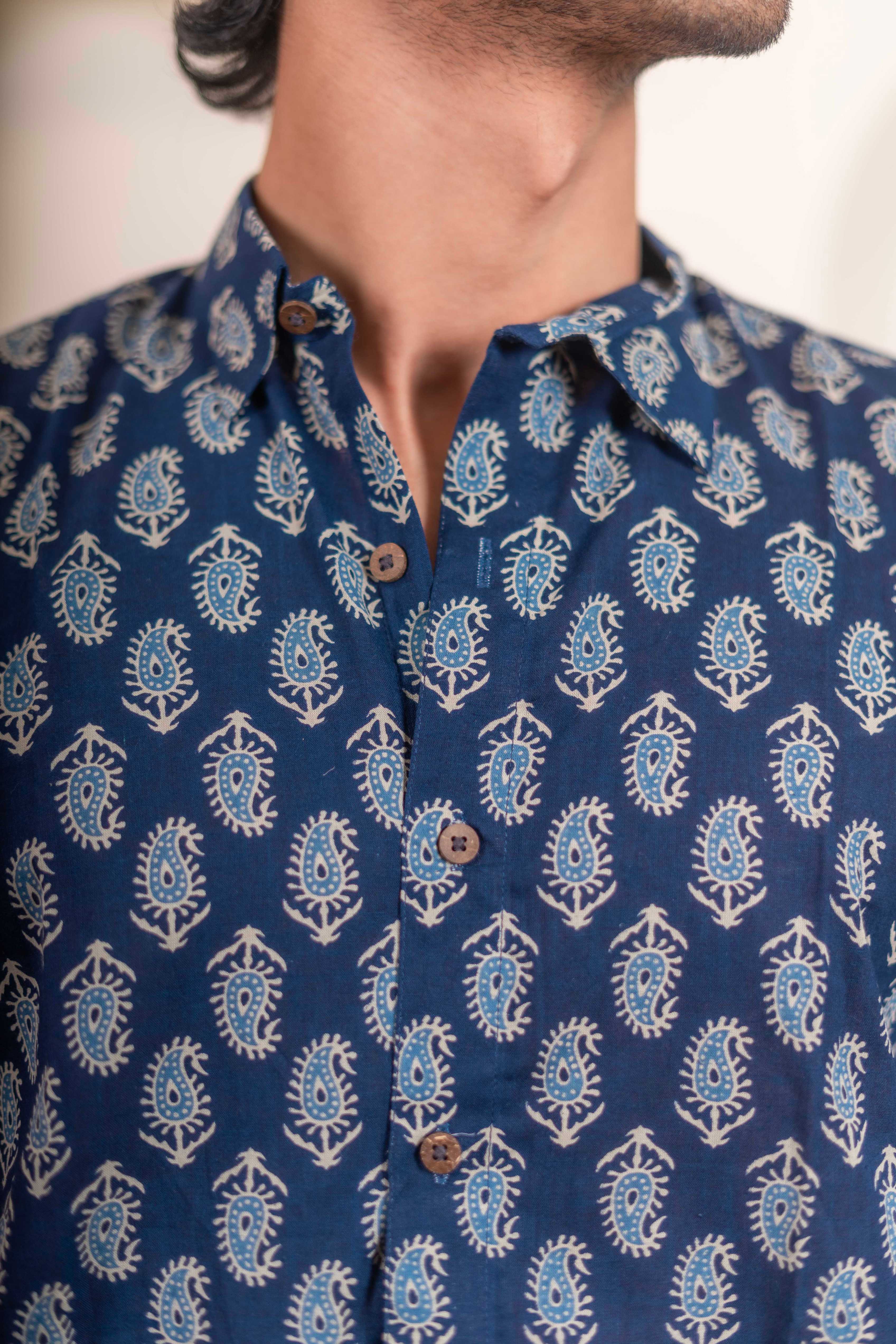 The Dark Blue Floral Paisley Shirt