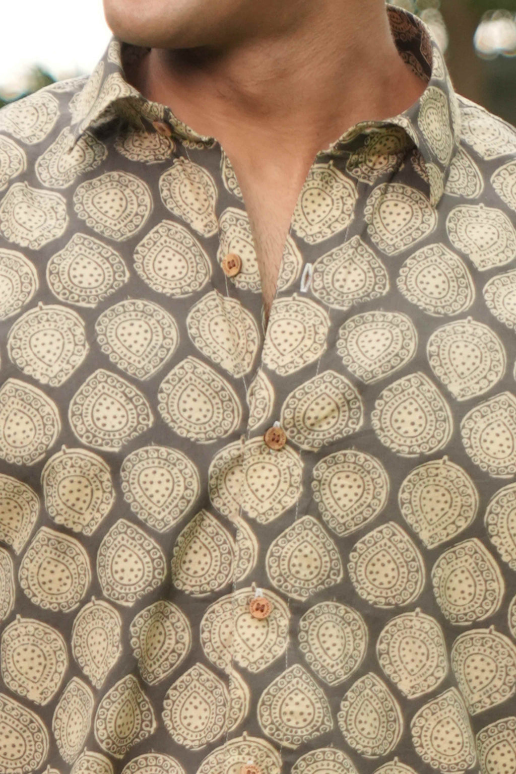 The Pebble Grey Shirt With Batik Print