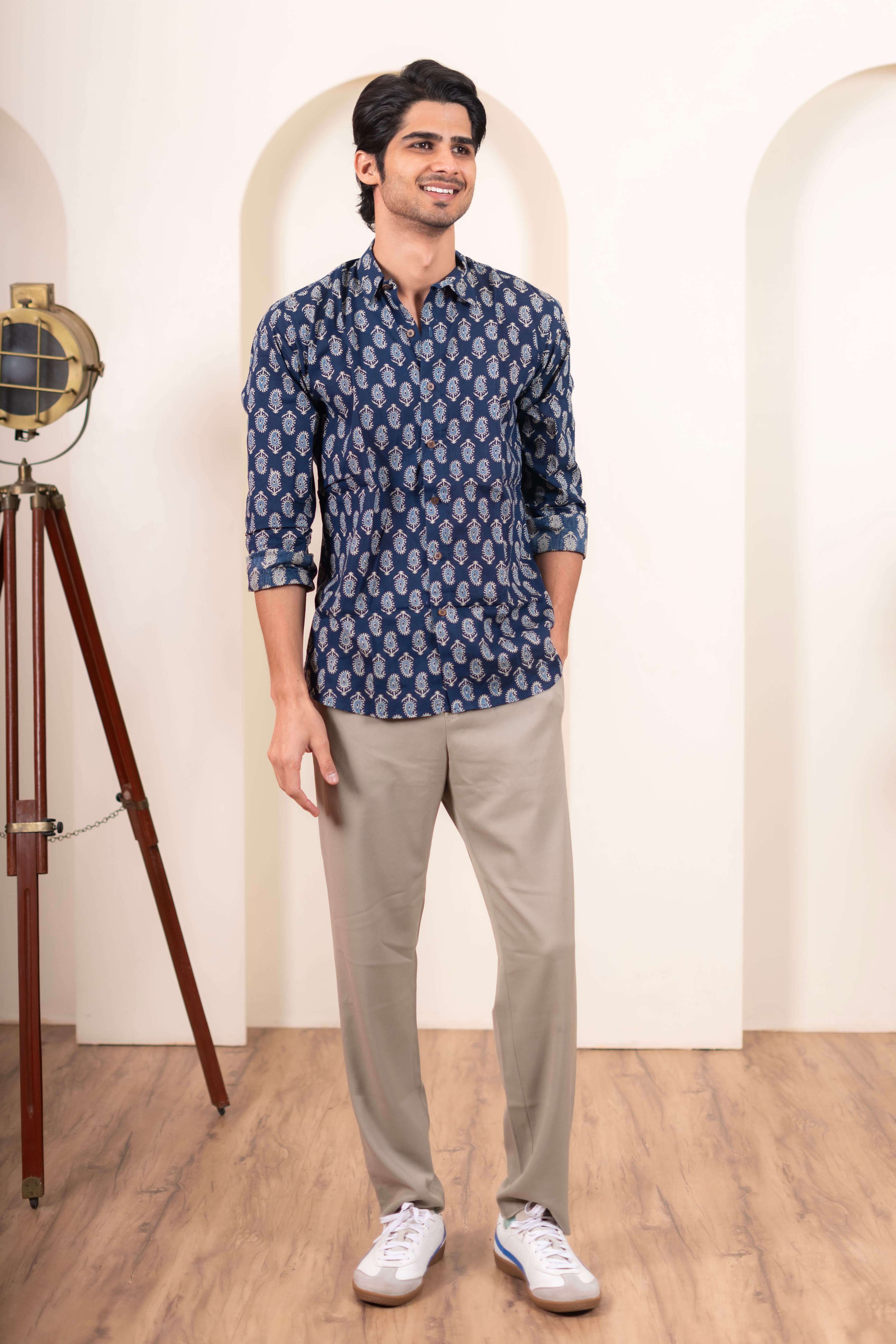 The Dark Blue Floral Paisley Shirt