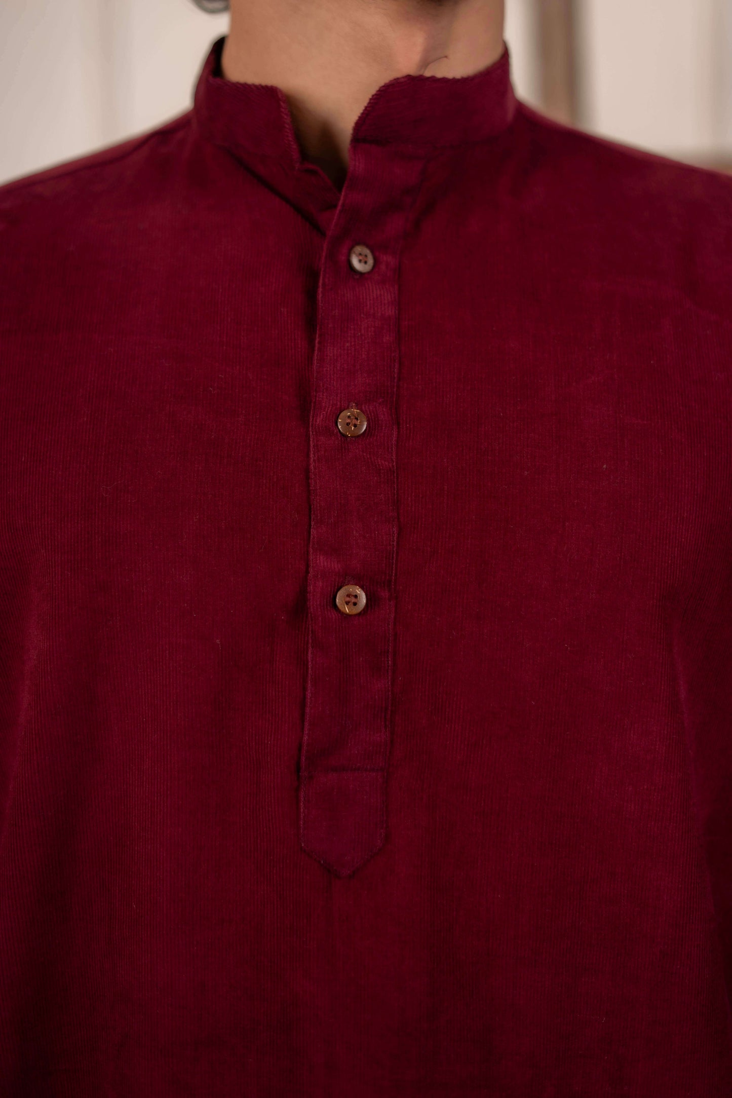 The Classic Maroon Corduroy Short Kurta