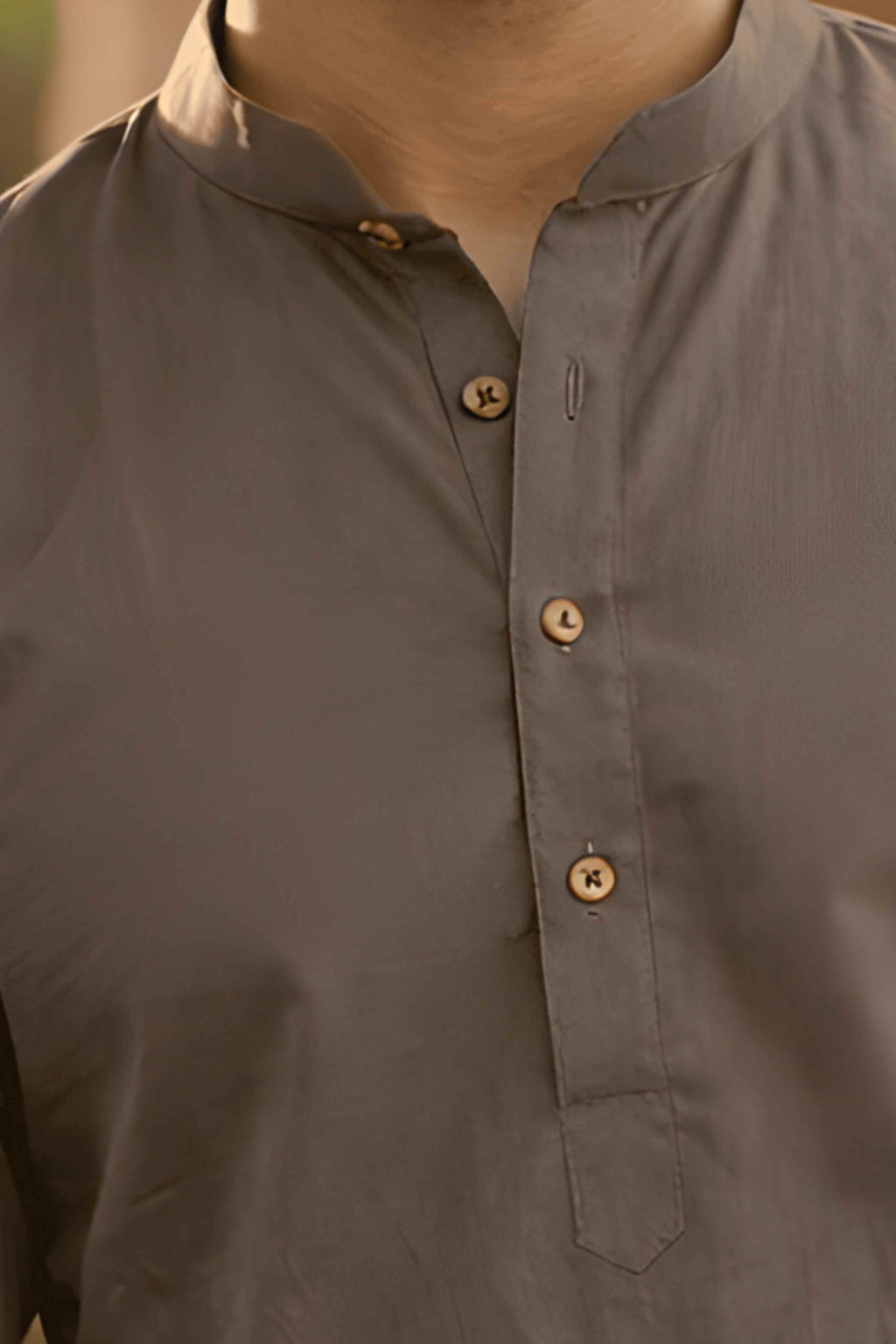 The Brown Cotton Short kurta With Buttoned Cuffs