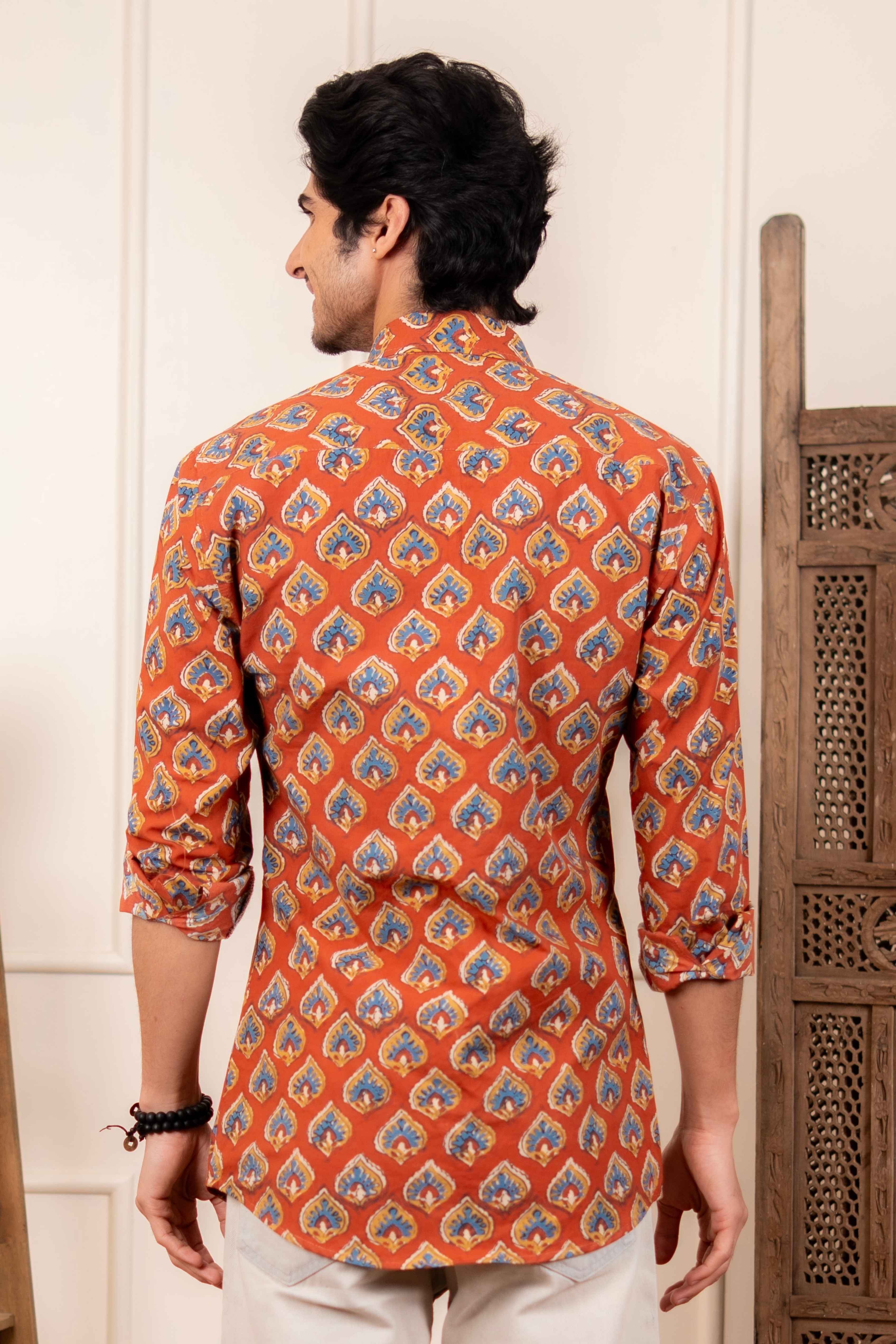 The Red Traditional Butti Print Shirt