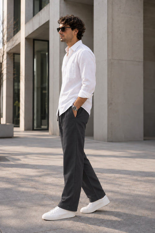 Black Drawstring Casual Pants