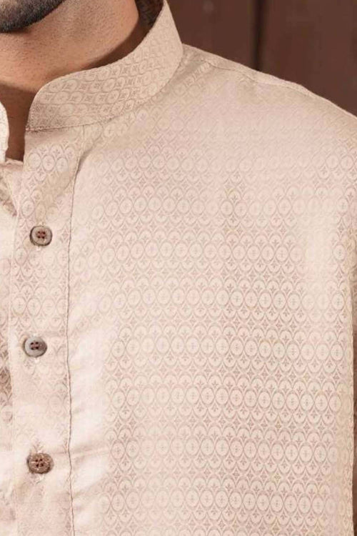 The Beige Textured Long Kurta