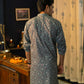 The Grey Traditional Geometric Foil Print Long Kurta