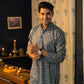 Grey color long kurta for men
