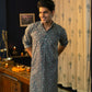 The Grey Traditional Geometric Foil Print Long Kurta