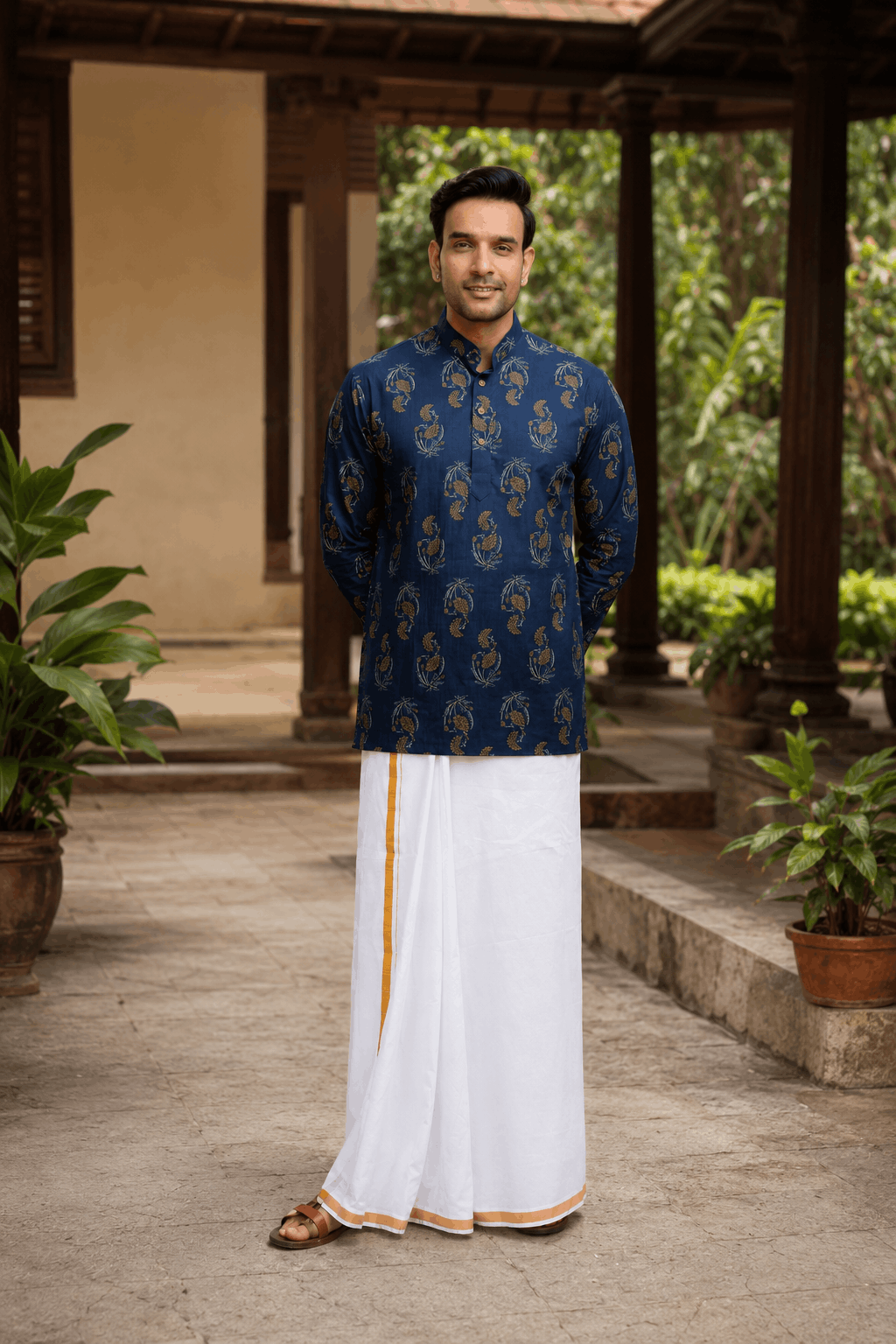 The Indigo Blue Garden Floral Short Kurta