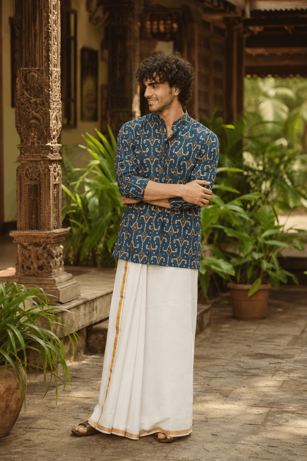 The Blue Diamond Ikat Print Short Kurta