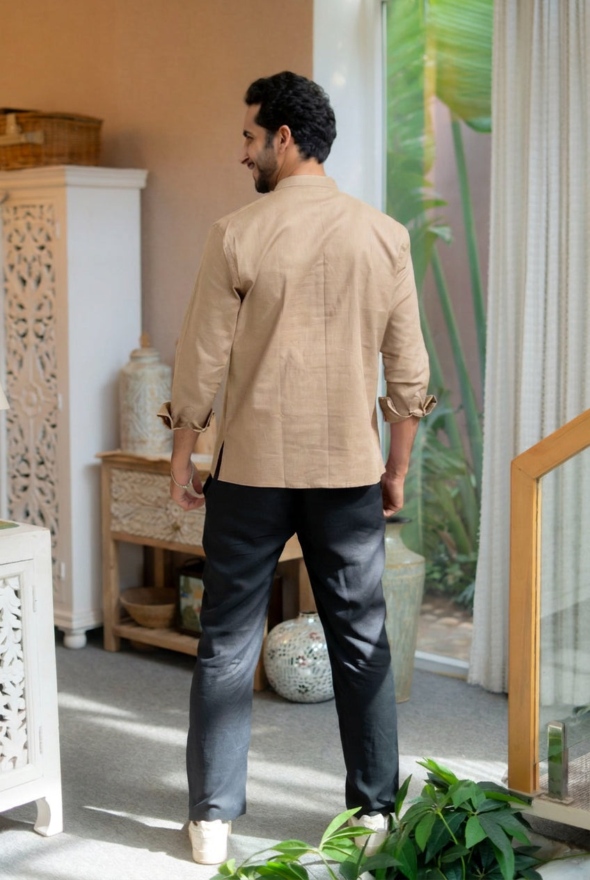 The Soft Sand Linen Look Short Kurta