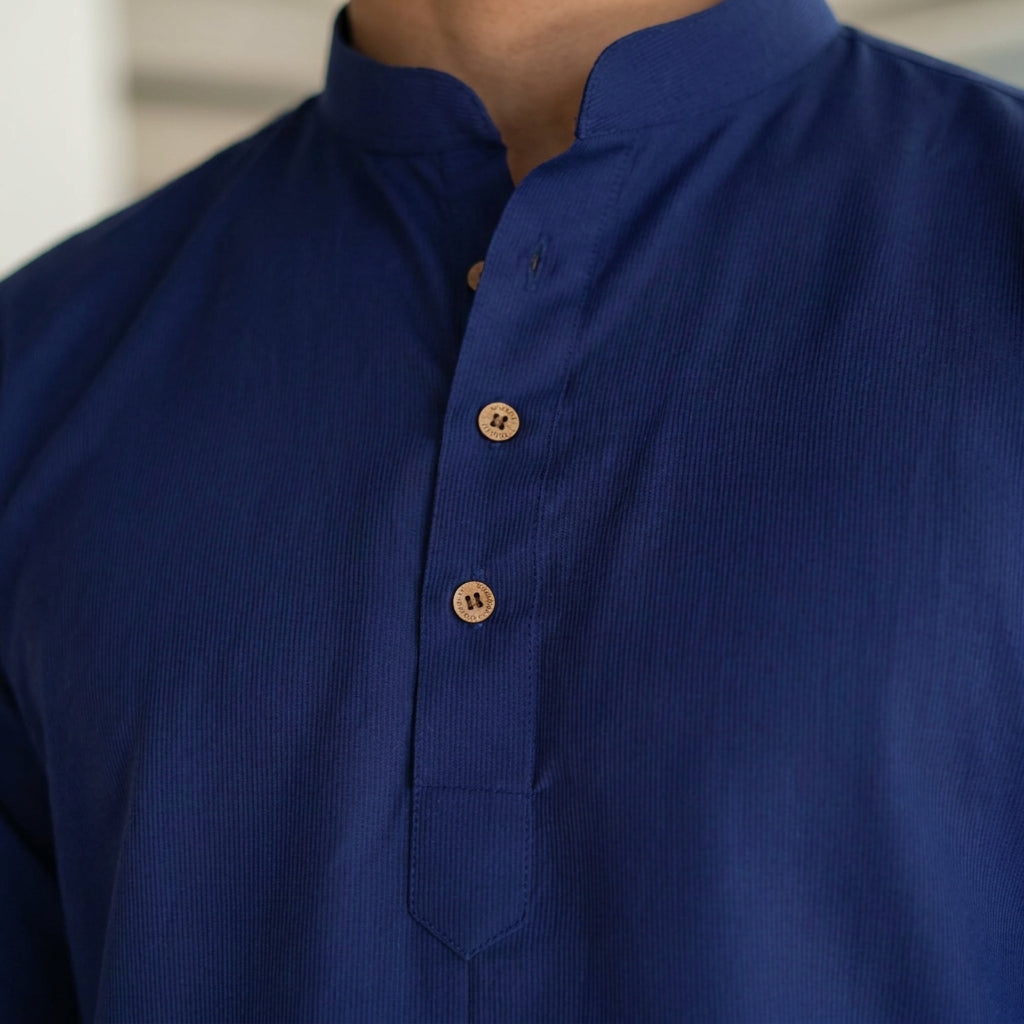 The Classic Navy Striped Stretchable Short Kurta