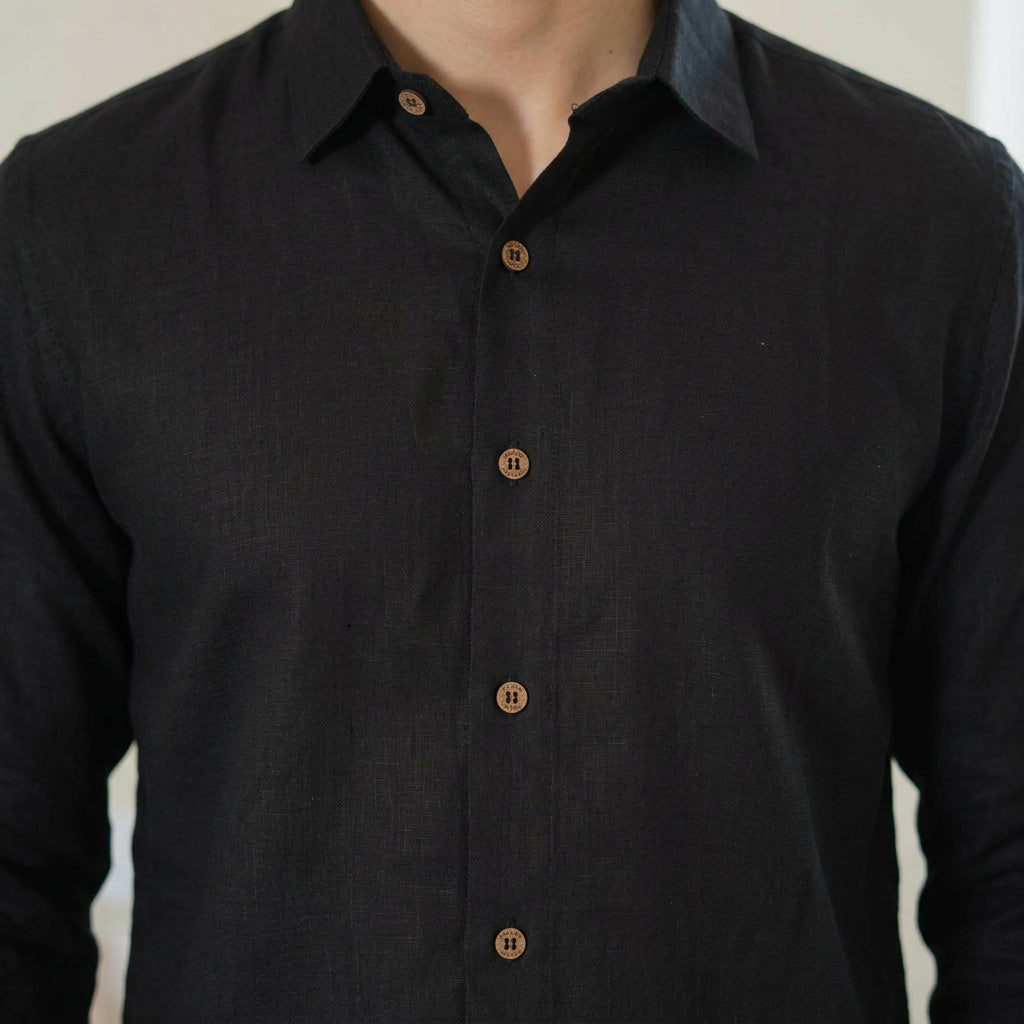 The Jet Black Everyday Linen Full Sleeves Shirt