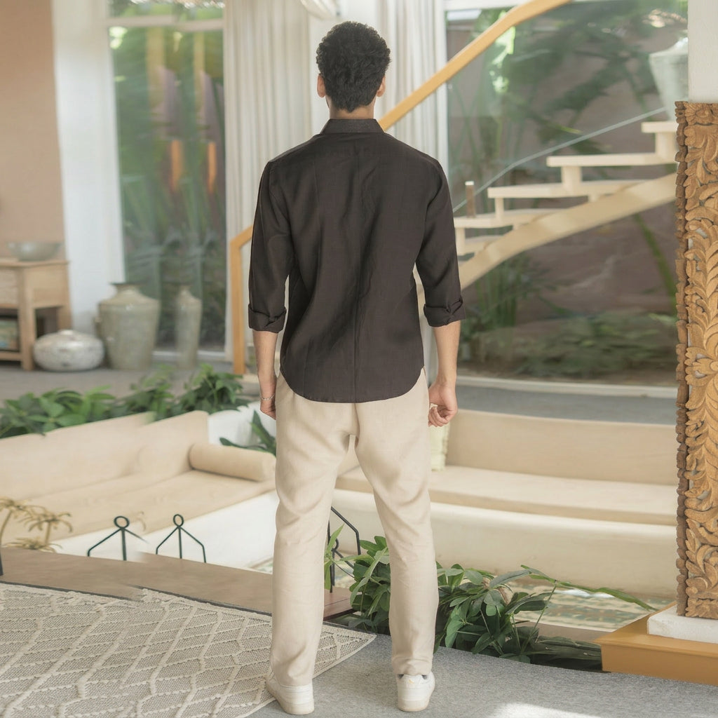 The Jet Black Everyday Linen Full Sleeves Shirt