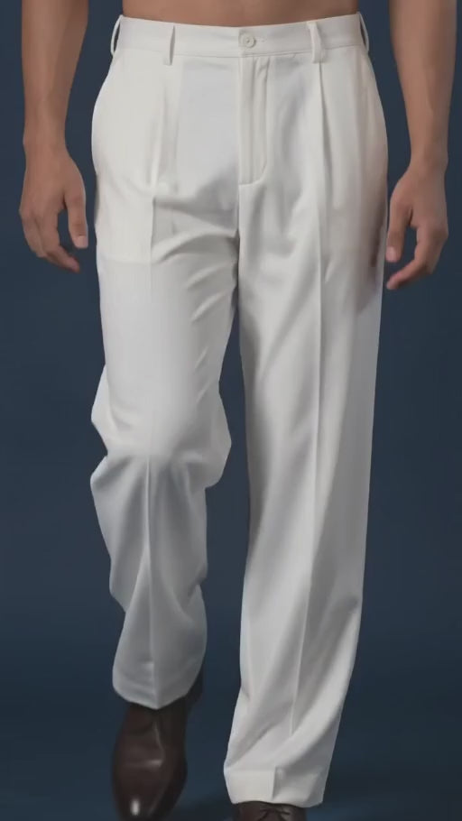Off-White Color Korean Pants