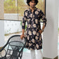 The Deep Purple All-Over Floral Foil Print Long Kurta