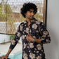 The Deep Purple All-Over Floral Foil Print Long Kurta