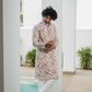 The Off-White All-Over Pastel Pink Floral Foil Print Long Kurta