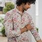 off-white long kurta with floral print
