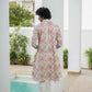 The Off-White All-Over Pastel Pink Floral Foil Print Long Kurta