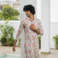 The Off-White All-Over Pastel Pink Floral Foil Print Long Kurta