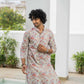 The Off-White All-Over Pastel Pink Floral Foil Print Long Kurta