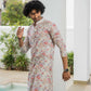 The Off-White All-Over Pastel Pink Floral Foil Print Long Kurta