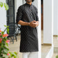 The Black Ikat Look Print Long Kurta