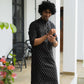 The Black Ikat Look Print Long Kurta