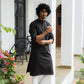 The Black Ikat Look Print Long Kurta