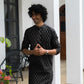 The Black Ikat Look Print Long Kurta