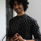 The Black Ikat Look Print Long Kurta