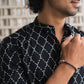 The Black Long Kurta With White Chains Print