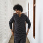 The Black Long Kurta With White Chains Print