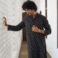 The Black Long Kurta With White Chains Print