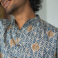The Off-White Short Kurta With Blue Floral Stripe Print