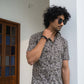 The Dark Grey All-Over Floral Print Shirt (Half Sleeves)