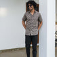 The Dark Grey All-Over Floral Print Shirt (Half Sleeves)
