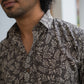 The Dark Grey All-Over Floral Print Shirt (Half Sleeves)
