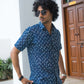 The Navy Blue Shirt With Tribal Dot Print (Half Sleeves)