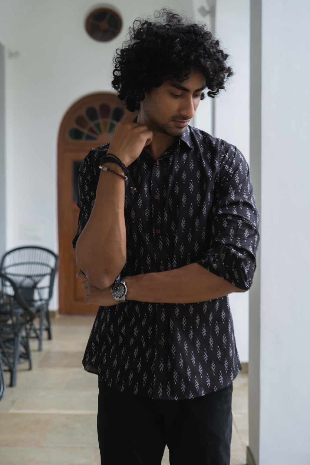 The Black Ikat Look Tribal Print Shirt