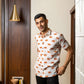 The White Color Tiger Print Shirt (Half Sleeves)