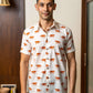 The White Color Tiger Print Shirt (Half Sleeves)