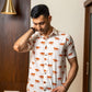 The White Color Tiger Print Shirt (Half Sleeves)