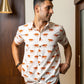The White Color Tiger Print Shirt (Half Sleeves)