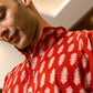 The Red Color White Floral Print Long Kurta