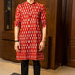 The Red Color White Floral Print Long Kurta