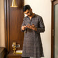 The Black Petal Print Long Kurta