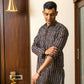 The Black Petal Print Long Kurta