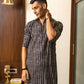 The Black Petal Print Long Kurta